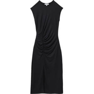 REISS LENARA Ruche Front Capped Sleeve Jersey Midi Dress